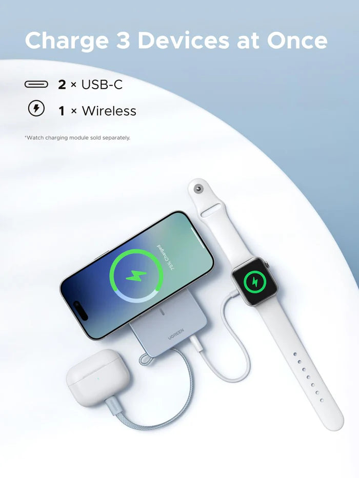 UGREEN MagFlow Magnetic Wireless Power Bank (10000mAh, Qi2 25W, MagSafe-compatible)