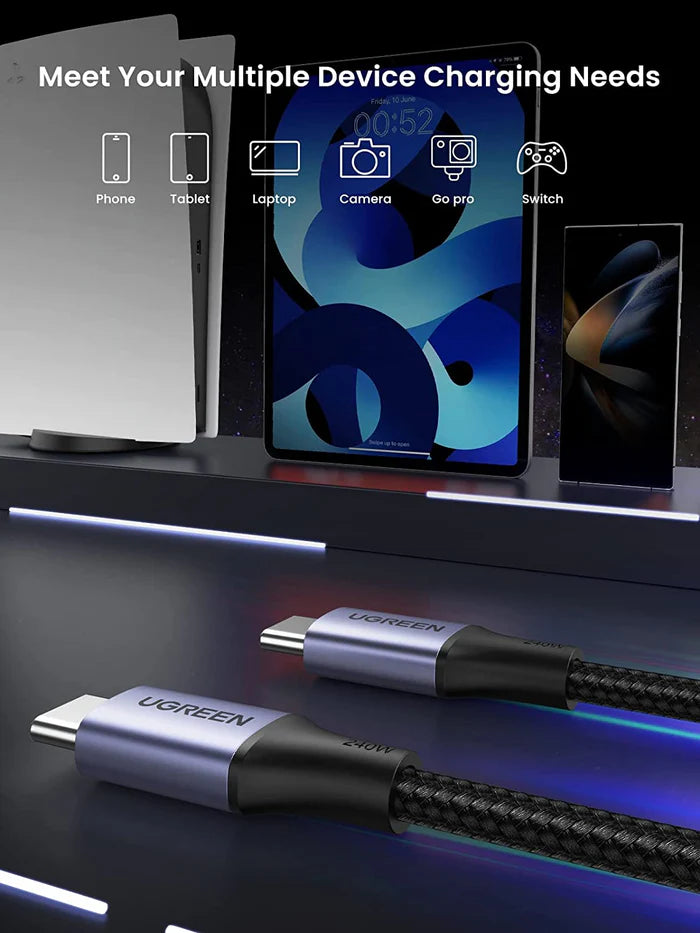 UGREEN 240W PD3.1 USB C to USB C Nylon Braided Cable - 6.6FT