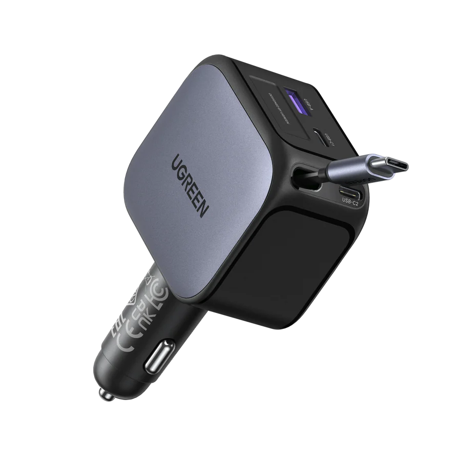 UGREEN Nexode Car Charger 145W with Retractable USB-C Cable