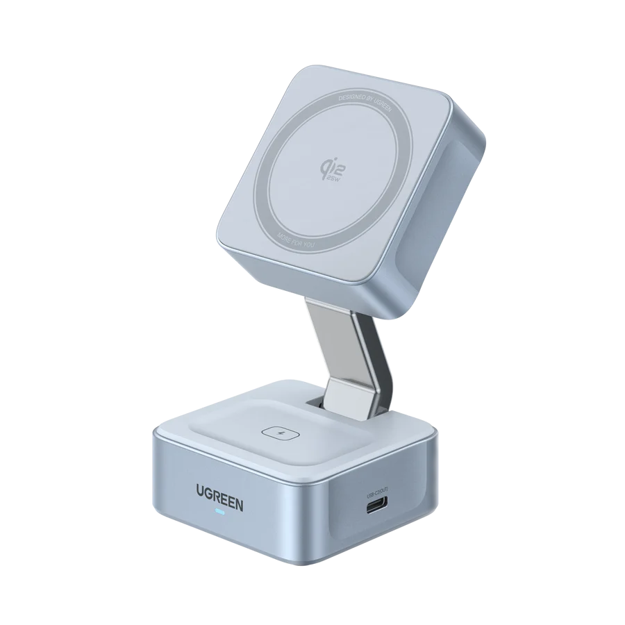 UGREEN MagFlow 2-in-1 Magnetic Wireless Charger (Qi2 25W, MagSafe-Compatible)