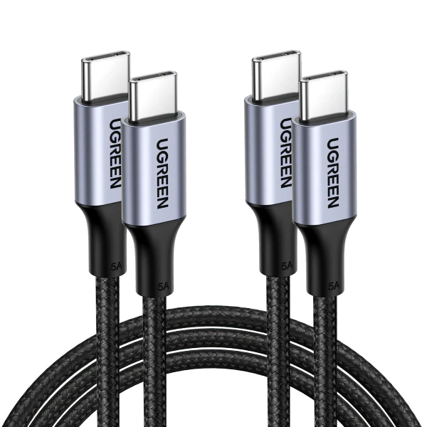 UGREEN USB C to USB C 100W Fast Nylon Braided Cable 2 Pack