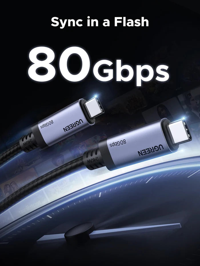 UGEEN Nylon Braided USB4 Gen4 240W Thunderbolt 4 | 80 Gbps USB-C to USB-C Cable