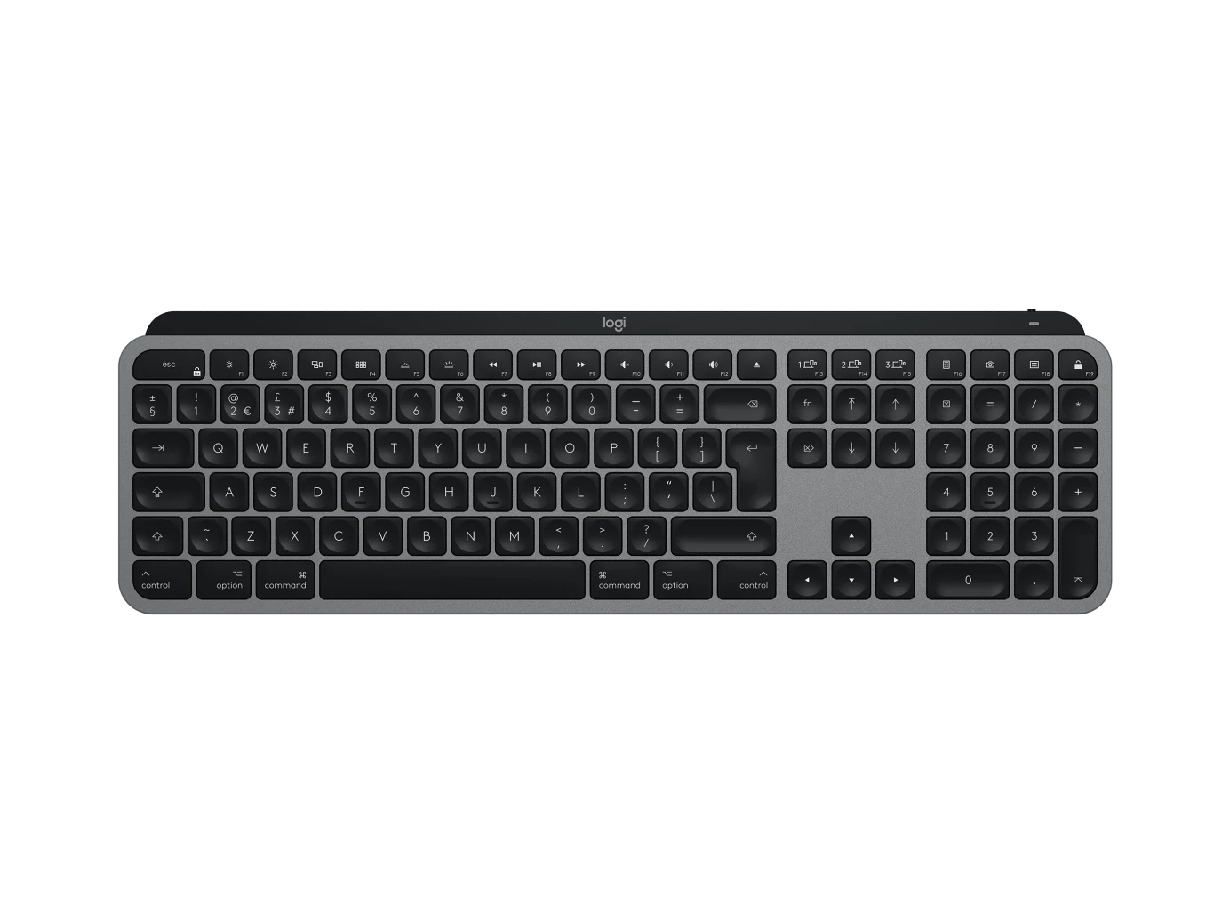 Logitech MX Keys Advanced For Mac Full-size Wireless Keyboard with Smart Illumination Keys - Space Grey