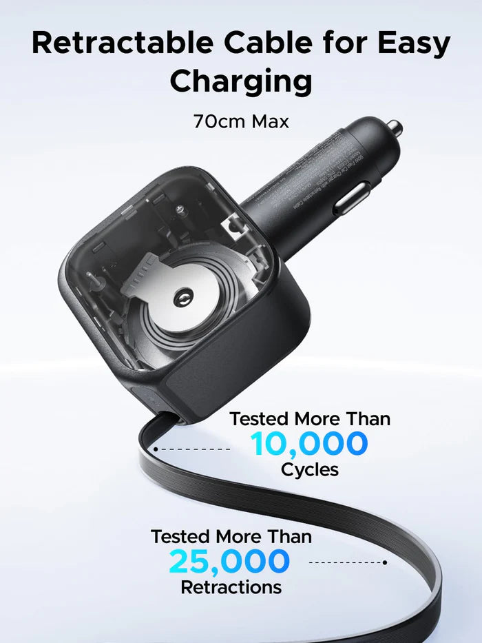 UGREEN Nexode Car Charger 60W with Retractable USB-C Cable