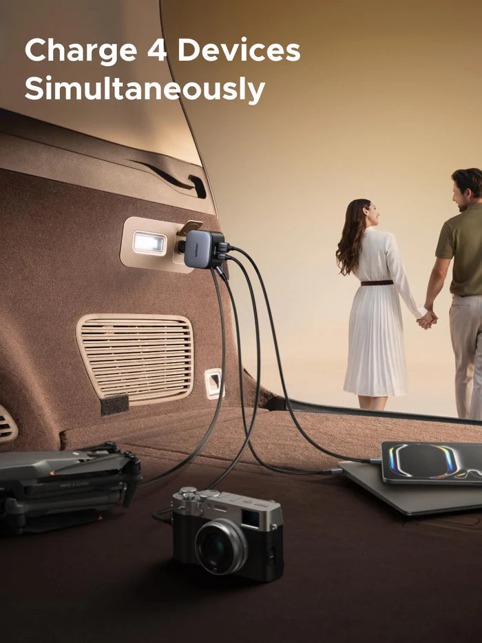 UGREEN Nexode Car Charger 145W with Retractable USB-C Cable