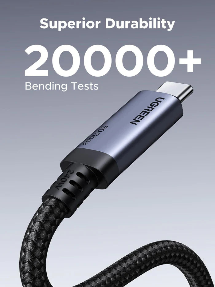 UGEEN Nylon Braided USB4 Gen4 240W Thunderbolt 4 | 80 Gbps USB-C to USB-C Cable