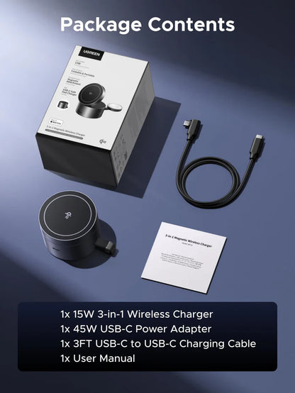 UGREEN UNO 3-in-1 Magnetic Wireless Charger 25W (MagSafe compatible)