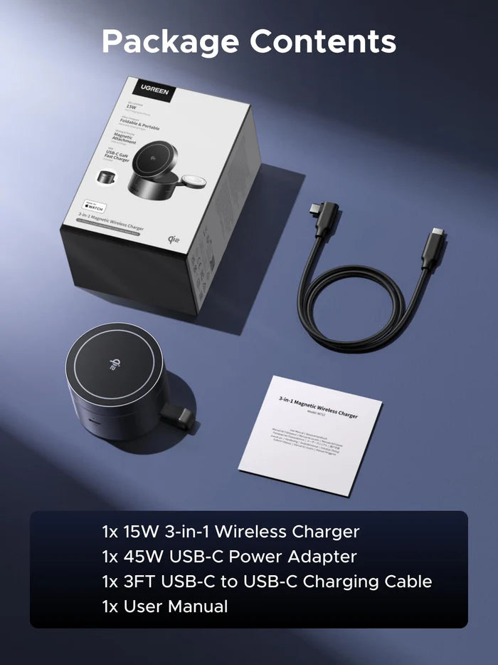 UGREEN UNO 3-in-1 Magnetic Wireless Charger 25W (MagSafe compatible)