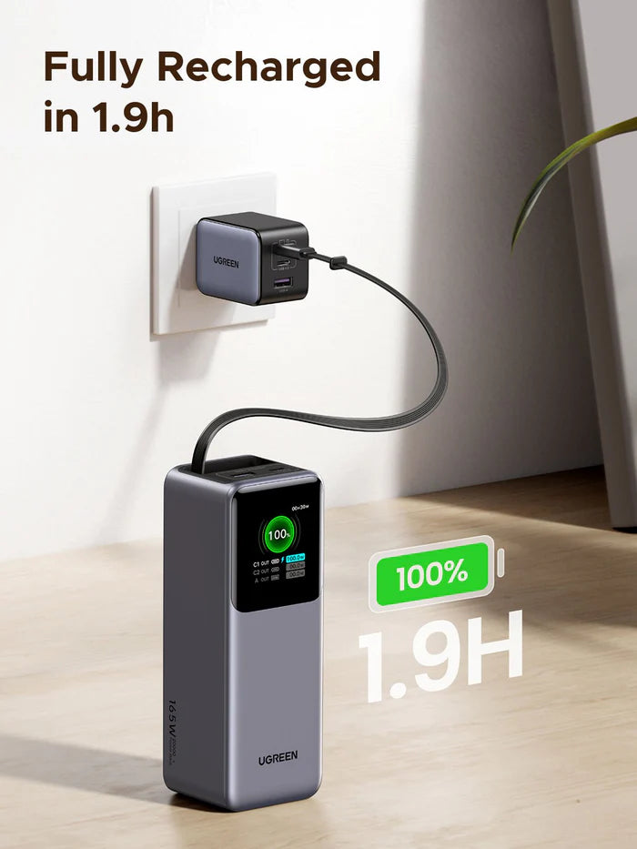 UGREEN Nexode Power Bank 20000mAh 165W with Retractable USB-C Cable