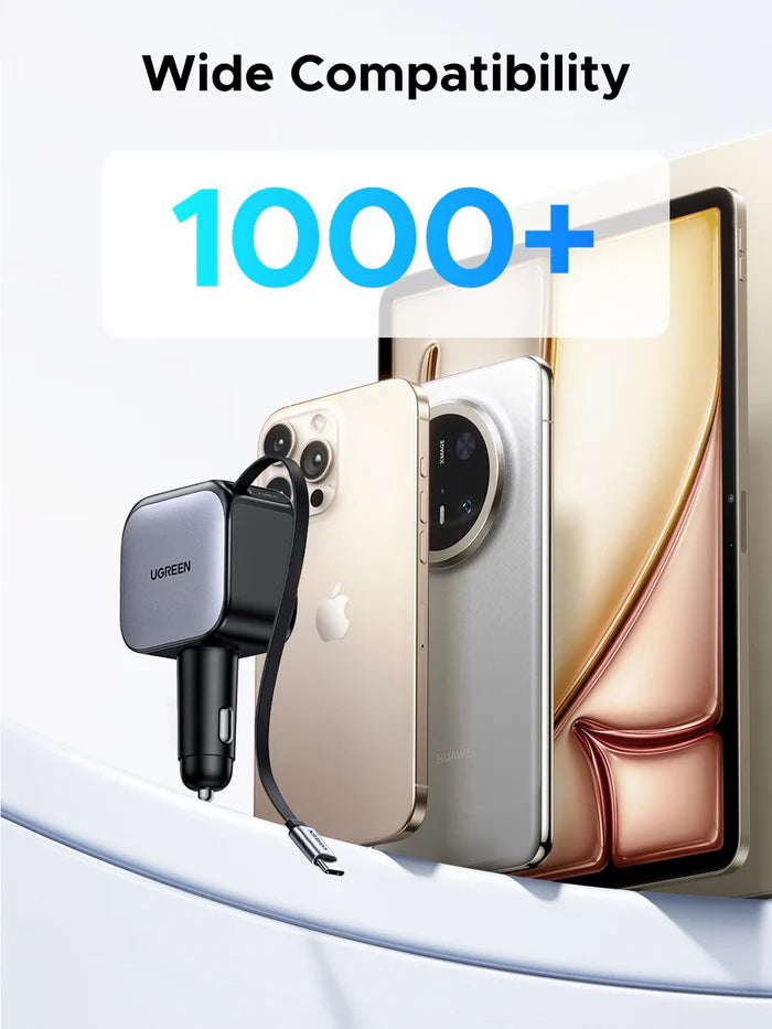 UGREEN Nexode Car Charger 60W with Retractable USB-C Cable