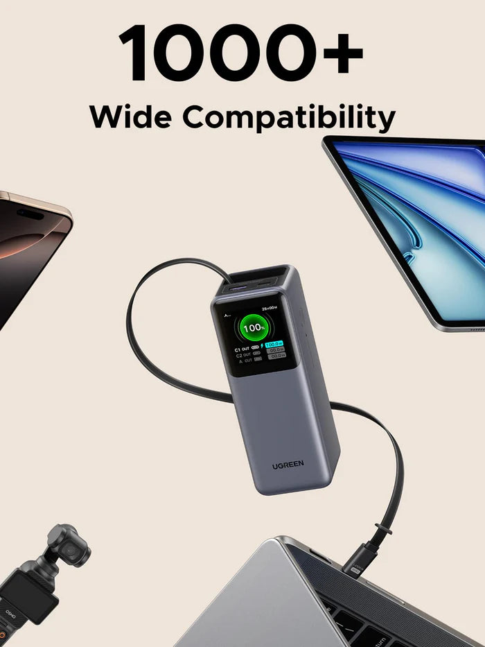 UGREEN Nexode Power Bank 20000mAh 165W with Retractable USB-C Cable