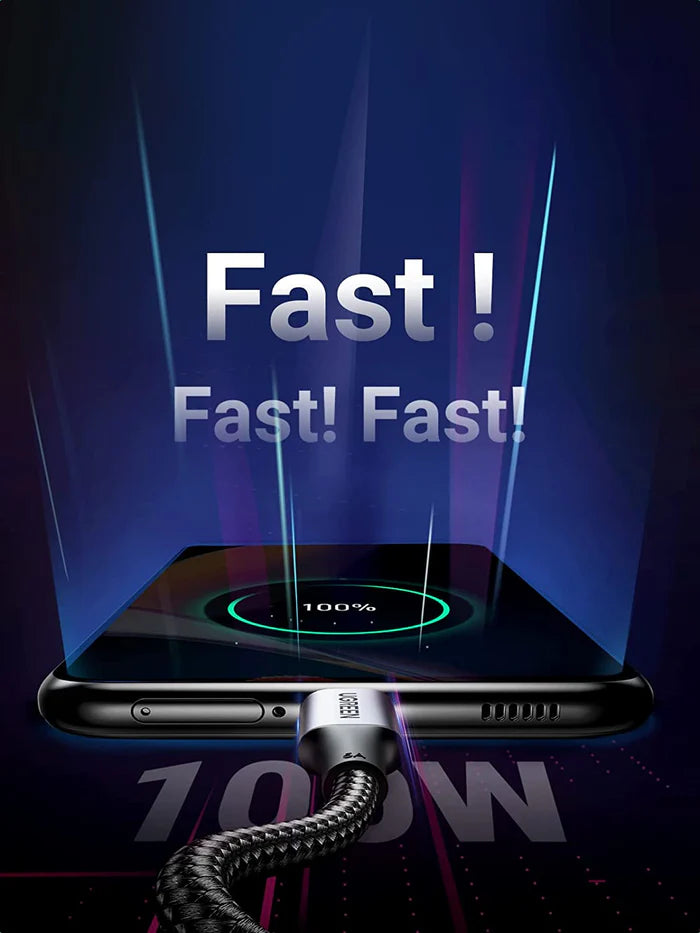 UGREEN USB C to USB C 100W Fast Nylon Braided Cable 2 Pack